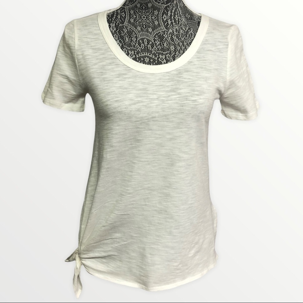 Everleigh Cream Cotton T-Shirt w/ Side Tie XXS